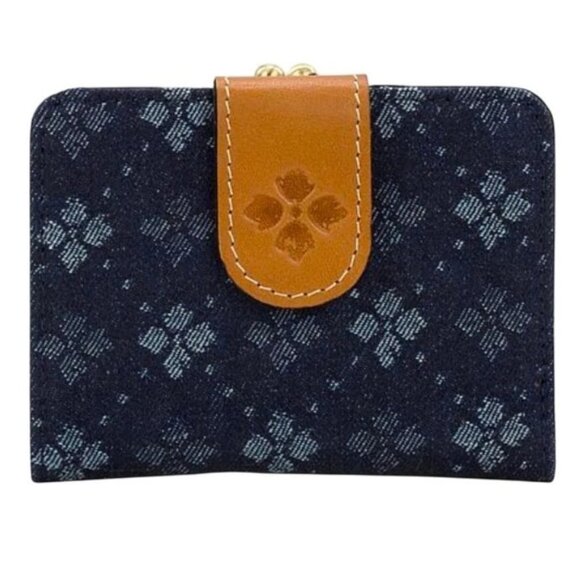Patricia Nash Handbags - NWT PATRICIA NASH Iberia Bi-Fold Wallet BLUE DENIM FLORET & TAN LEATHER w RFID